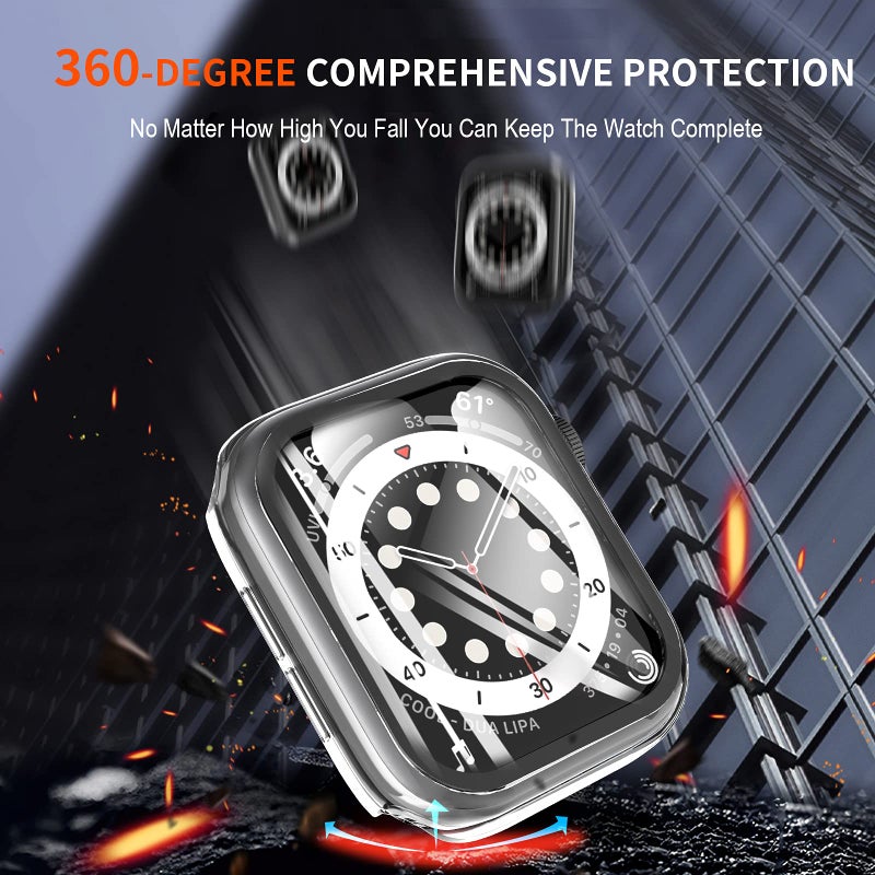 LK 2 Pack Hard PC Case with Tempered Glass Screen Protector Compatible for Apple Watch Series 6 SE 40mm, Ultra-Thin Overall Protective Cover for Apple Watch 6 SE 40mm (Clear) - Image 5
